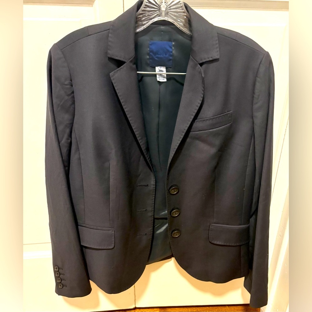 JCrew Super 120s wool skirt suit 8P EUC. Slate blue.